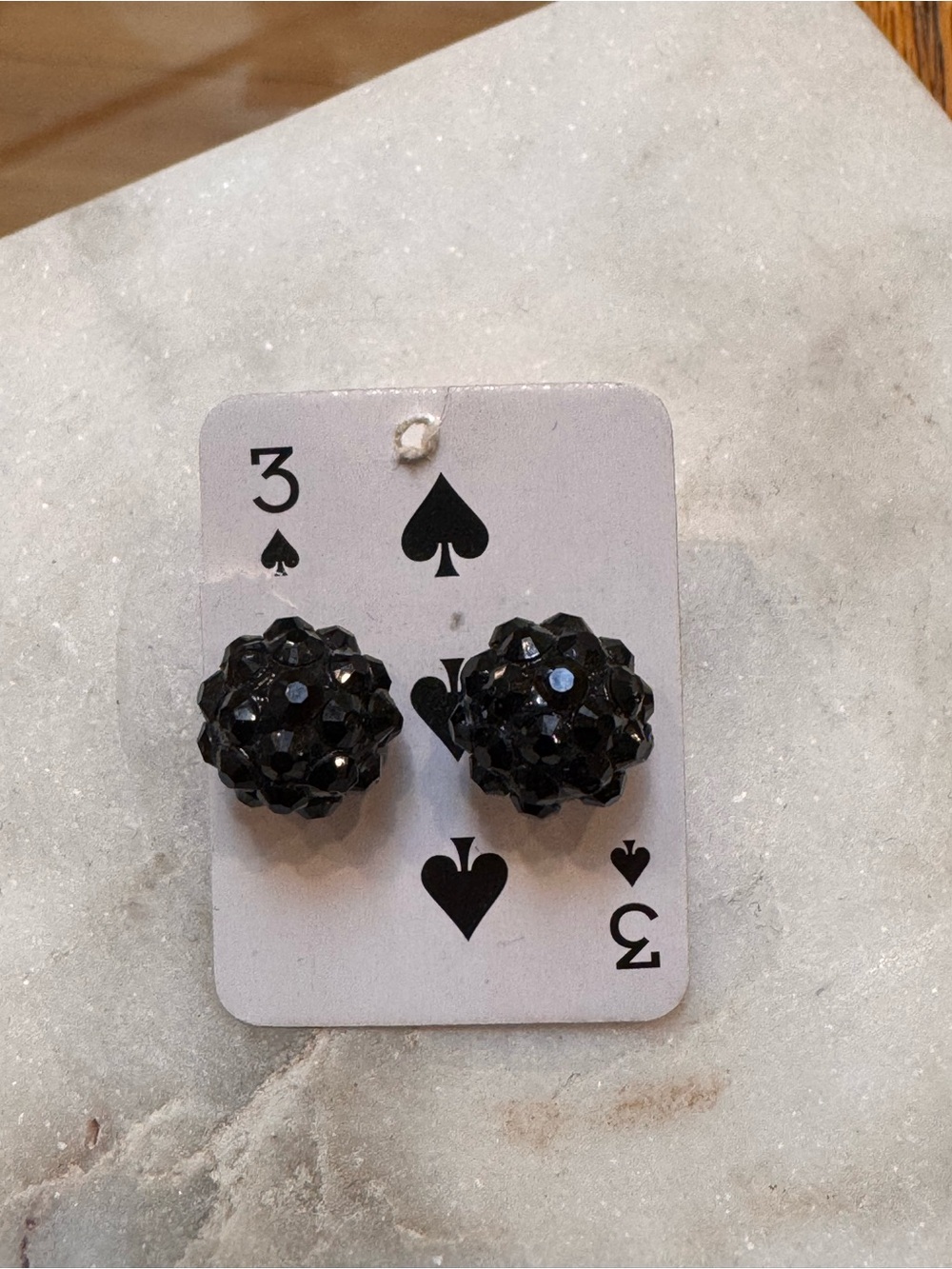 Vintage Black Faceted Bead Stud Earrings